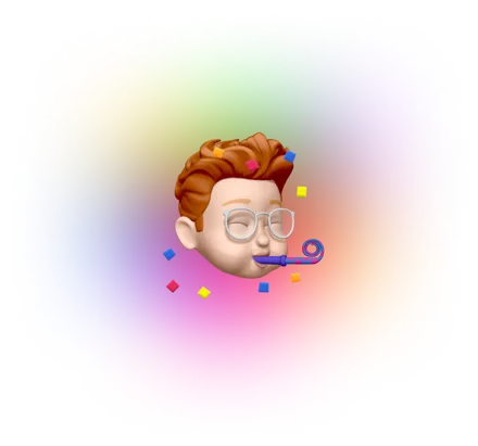 Rojo’s original red-haired Memoji avatar with a colorful glow