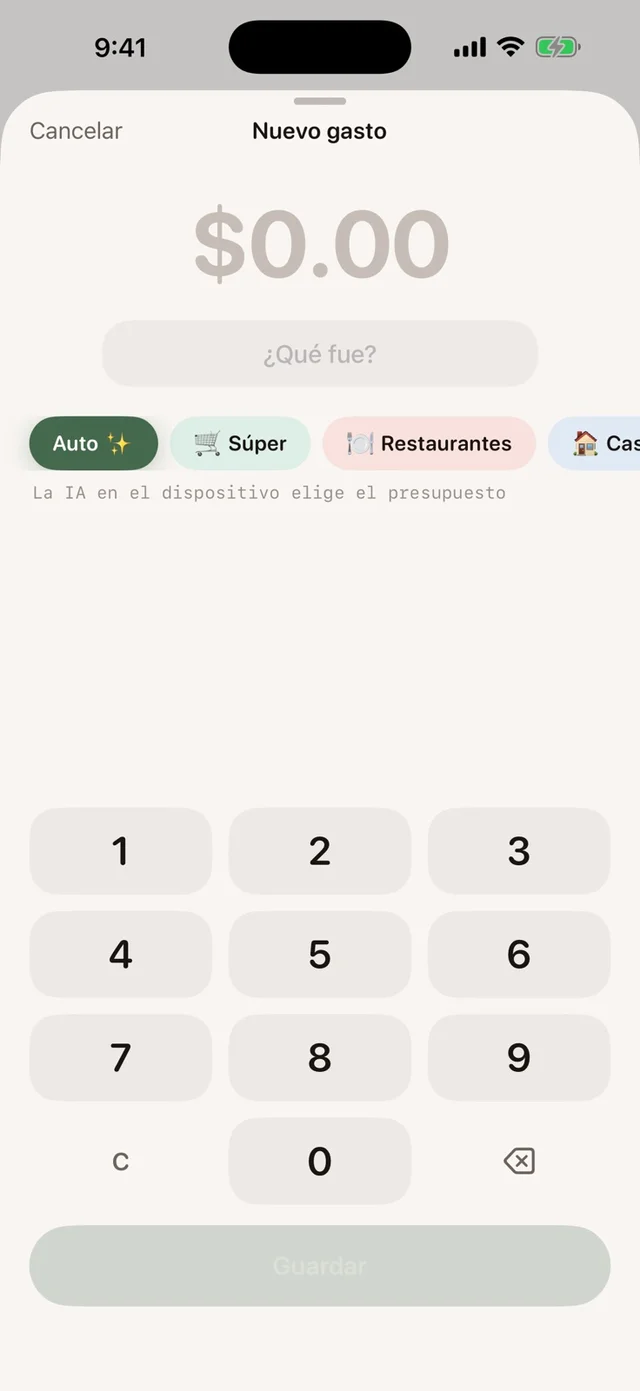 Dine’s native form for adding an expense