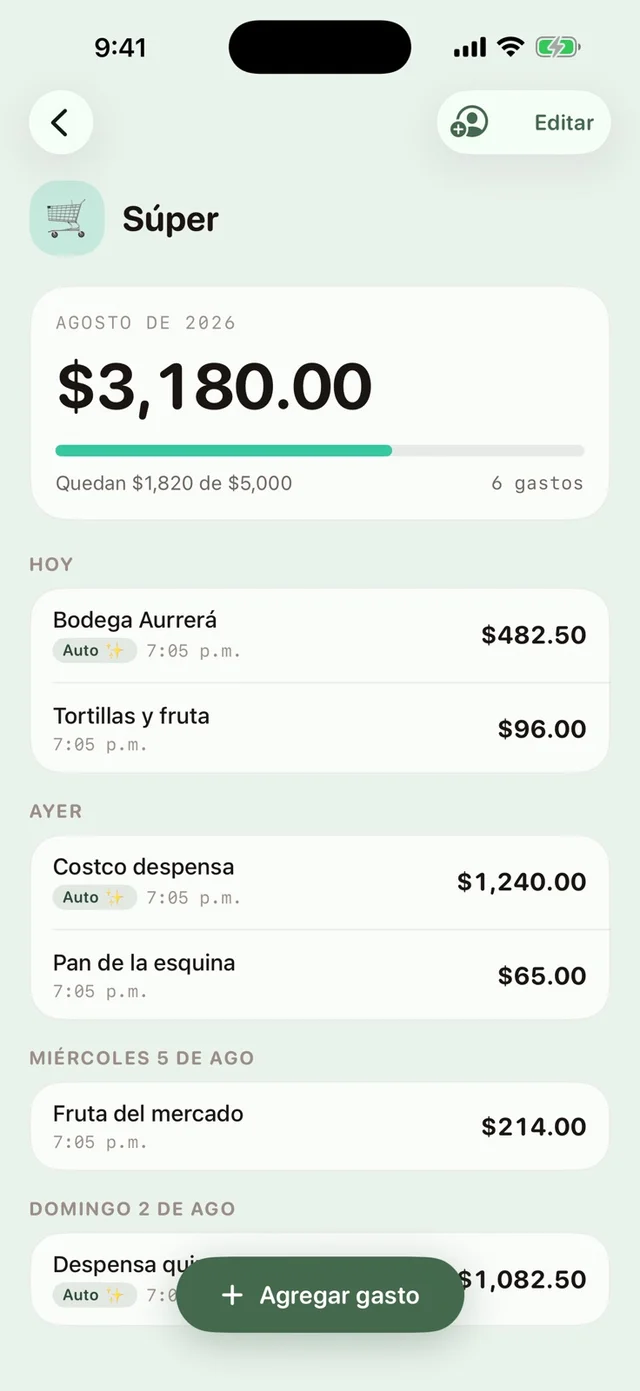 Dine’s budget detail and expense breakdown